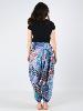 Pantalon sarouel 3 en 1 imprimé patchwork ethnique bleu