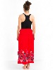 Jupe longue rouge convertible à broderie motif fleurs russes