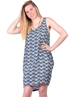 Robe courte ample bleue à motif losange