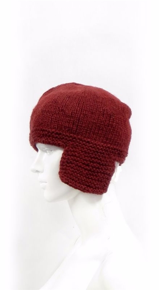Bonnet ski bordeaux en laine 