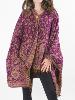 Poncho écharpe en laine violette au motif cachemire 