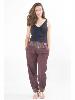 Pantalon marron coton brodé motif népalais