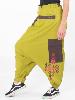 Pantalon sarouel slim vert anis et marron à motif tribal