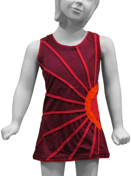 Robe bordeaux à motif soleil levant