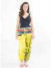 Pantalon sarouel léger vert anis à rayures et motif du Népal
