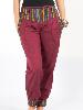 Pantalon bordeaux coton brodé motif népalais