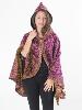 Poncho écharpe en laine violette au motif cachemire 