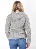 Veste en laine grise à capuche motif losange doublée polaire