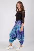 Pantalon sarouel léger à motif tie and dye coloré bleu