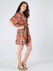Robe courte style kaftan imprimé wax ethnique orange