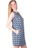 Robe bleue droite à motif losanges