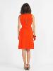 Robe mi-longue sans manches orange à motif brodé arbre
