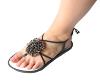 Sandales marrons et blanches rosace en perles