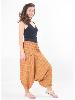 Pantalon sarouel léger orange à rayures et ourlet relevé