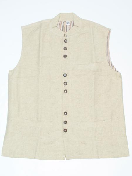 Gilet sans manche homme beige veston ethnique à col mao