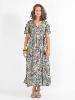 Robe longue cache-coeur noire et bleue imprimée floral